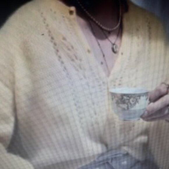 Sézane Egide Mohair Blend Jumper Cardigan – Pastel Yellow Size L - Picture 2 of 5